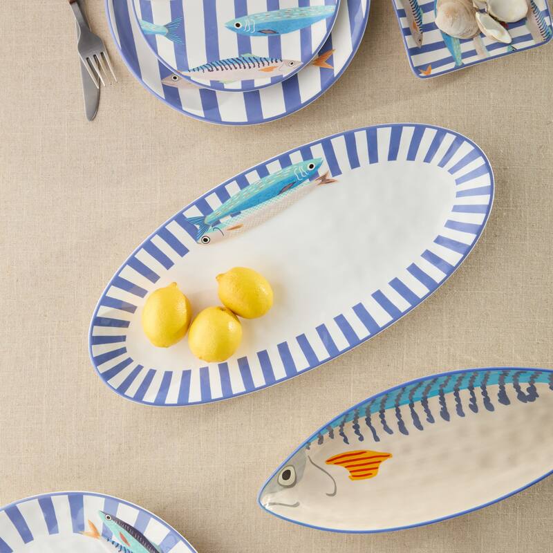 Certified International Something Fishy Fish Platter, 18" x 8.25" - 18.00"L x 8.25"W x 1.13"H