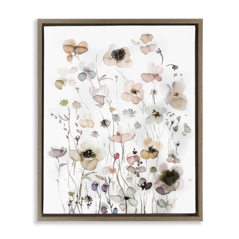 Stupell Soft Cottage Florals Framed Floater Canvas Wall Art Design by Incado