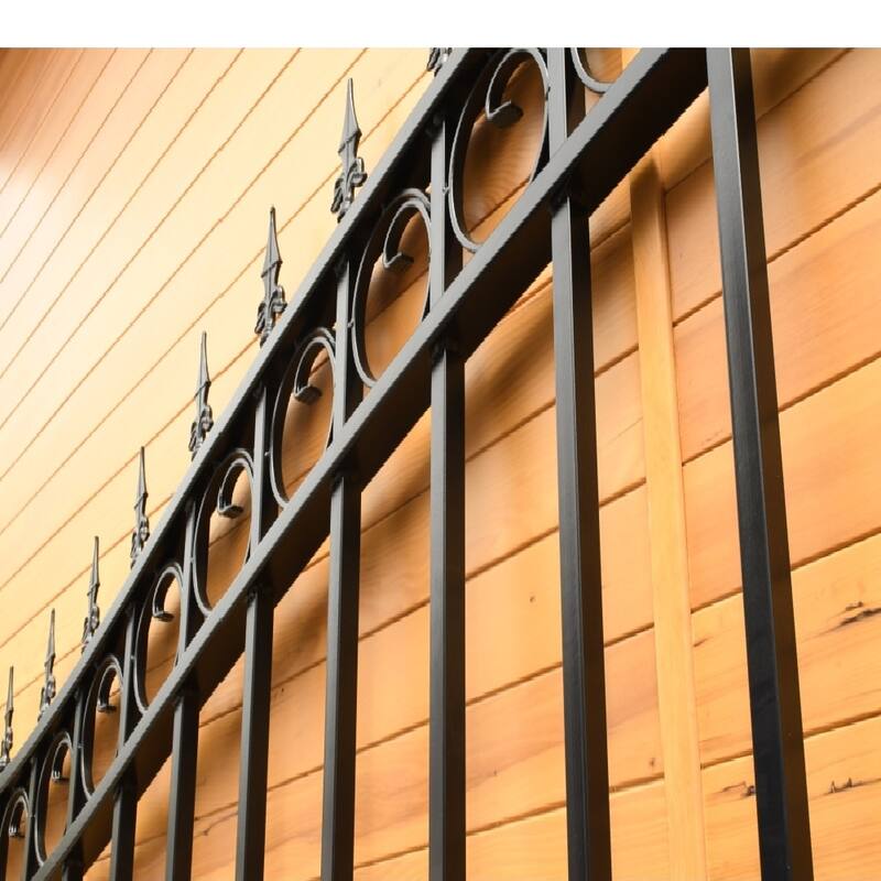 ALEKO Yard Garden Prague Style Steel 8' x 5' Black Fence Set of 2 Panels