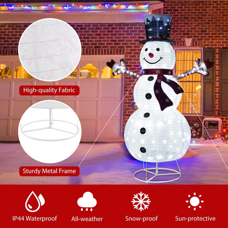 Costway 6ft Lighted Pop-Up Christmas Snowman with Hat and Scarf 180 - as pic shows - See Details