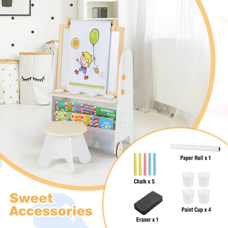 Costway 4-in-1 Kids Art Easel with Stool with Magnetic Whiteboard - See Details