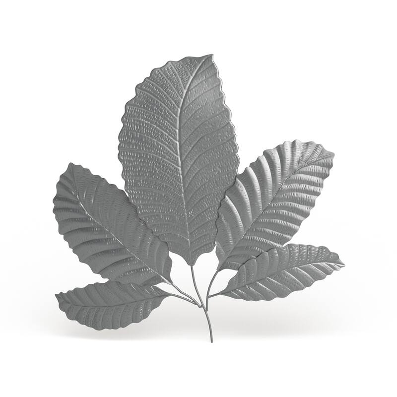 Silver Stainless Steel Glam Wall Decor Floral and botanical 35 x 36 x 6