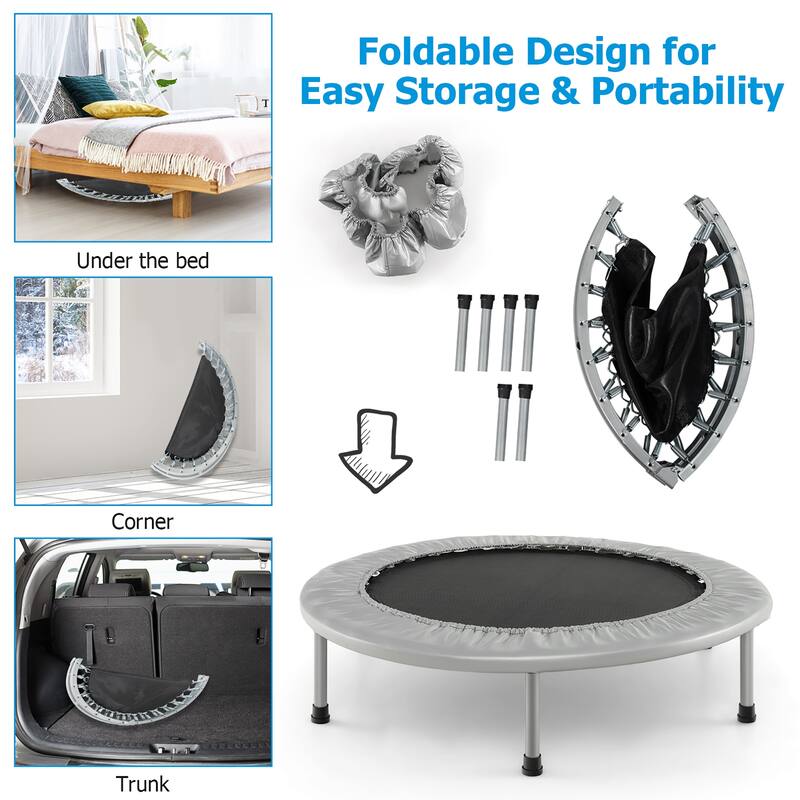 Gymax Mini Folding 36'' Trampoline Portable Recreational Fitness - See Details