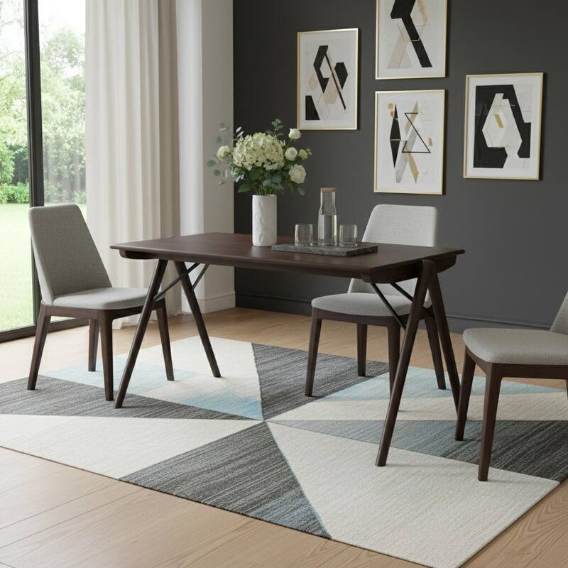 HomeRoots 53" Walnut Wood Trestle Base Dining Table - 53.10 in. x 29.50 in. x 31.50 in. - Brown - 53.10 in. x 29.50 in.  x 31.50 in.