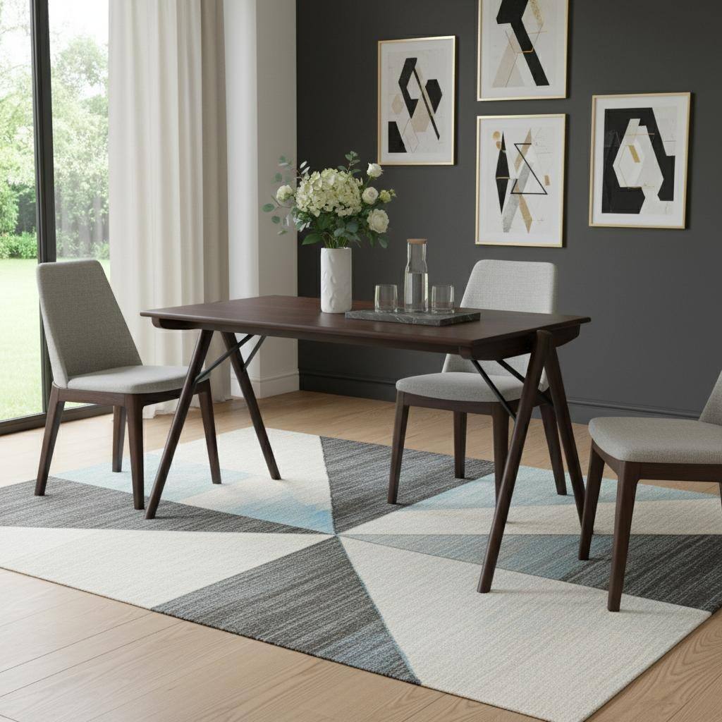 HomeRoots 53" Walnut Wood Trestle Base Dining Table - 53.10 in. x 29.50 in. x 31.50 in.