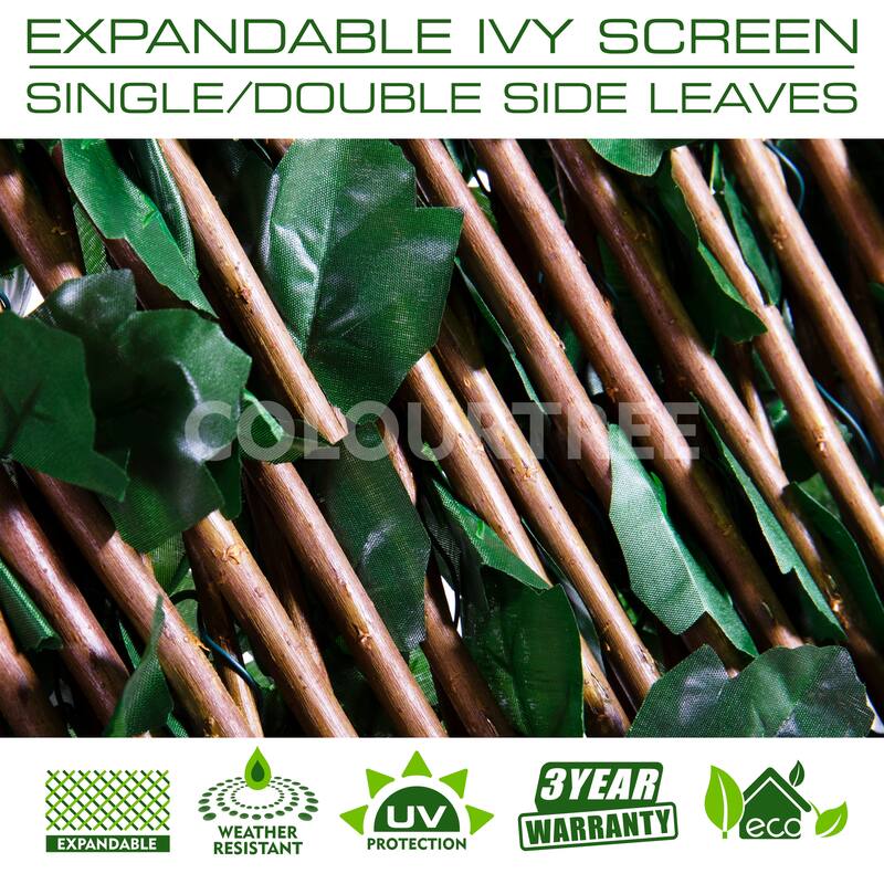 ColourTreeUSA 39" x 79" Expandable Artificial Ivy Leaf Vines Willow Trellis Privacy Fencing Screen