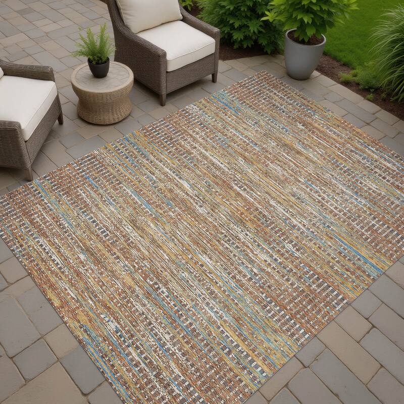 Machine Washable Indoor/ Outdoor Casual Keystone Chantille Rug
