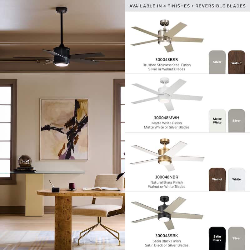Kichler Lighting Brahm 48 inch Integrated LED Indoor Natural Brass Ceiling Fan