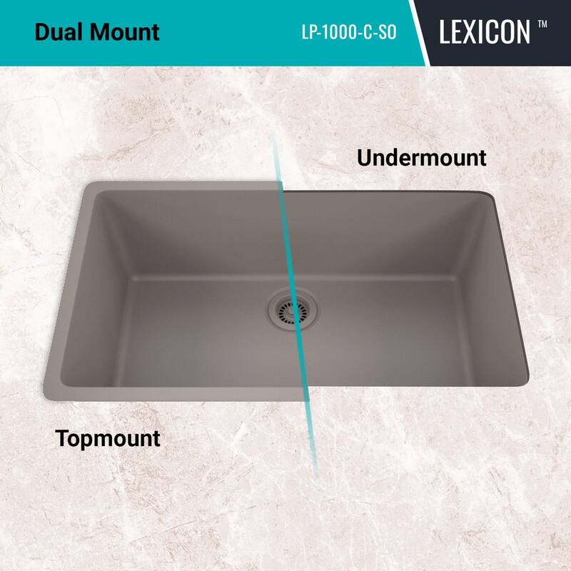 Lexicon Kitchen Sink Quartz Composite 32 Inch Galaxy Concrete - 19x32