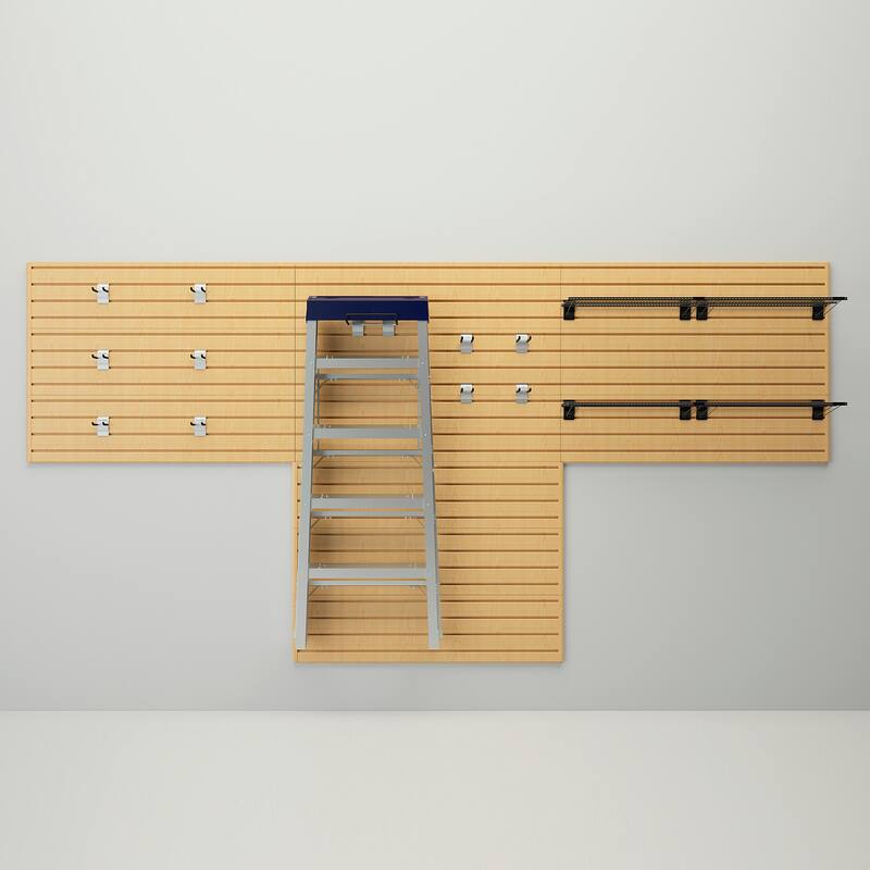16 Piece Slatwall Panel, Hook, Shelf Storage Set