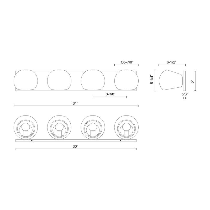 Alora Lighting VL548431SM Willow 4 Light 31" Wide Vanity Strip with