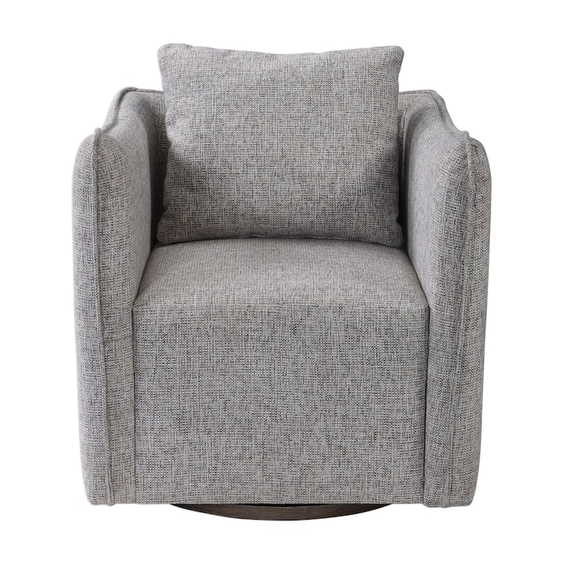 Uttermost Corben 29" Wide Shelter Arm Wood Frame Swivel Accent Chair - Natural Stone