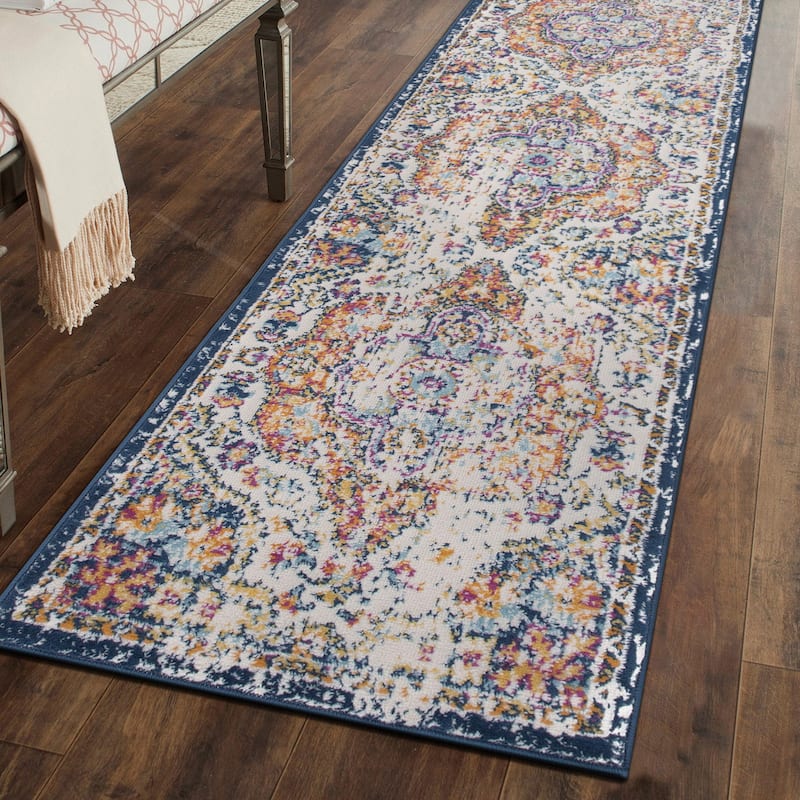 The Curated Nomad Sunset Distressed Vintage Bohemian Rug - 2' x 7' - Multi
