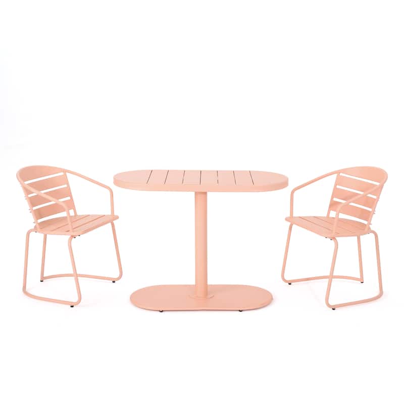 Roomfitters 3-Piece Bistro Set, Outdoor Metal Patio Table and Chairs for Balcony, Garden or Porch