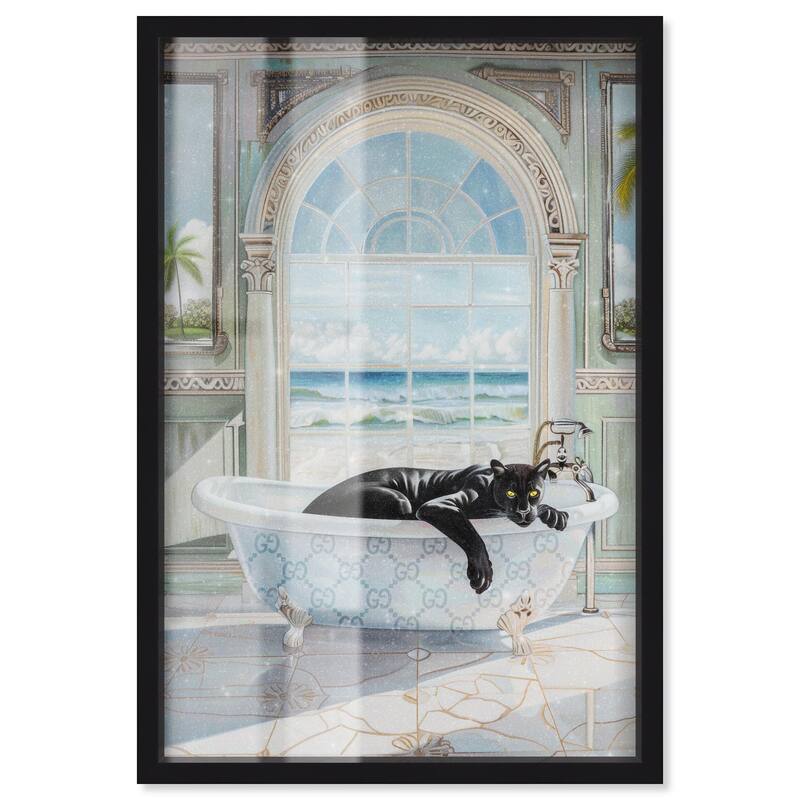 Panther Arch Bathroom Glam Shadowbox by Art Remedy - Black - 36" x 54"