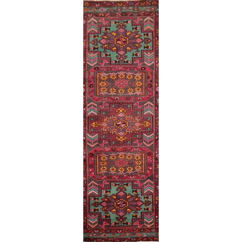 Hand Knotted Oriental 100% Wool Carpet Traditional Tribal Greys & Charcoal Ardebil Runner Rug - 10' 1'' X 2' 7''