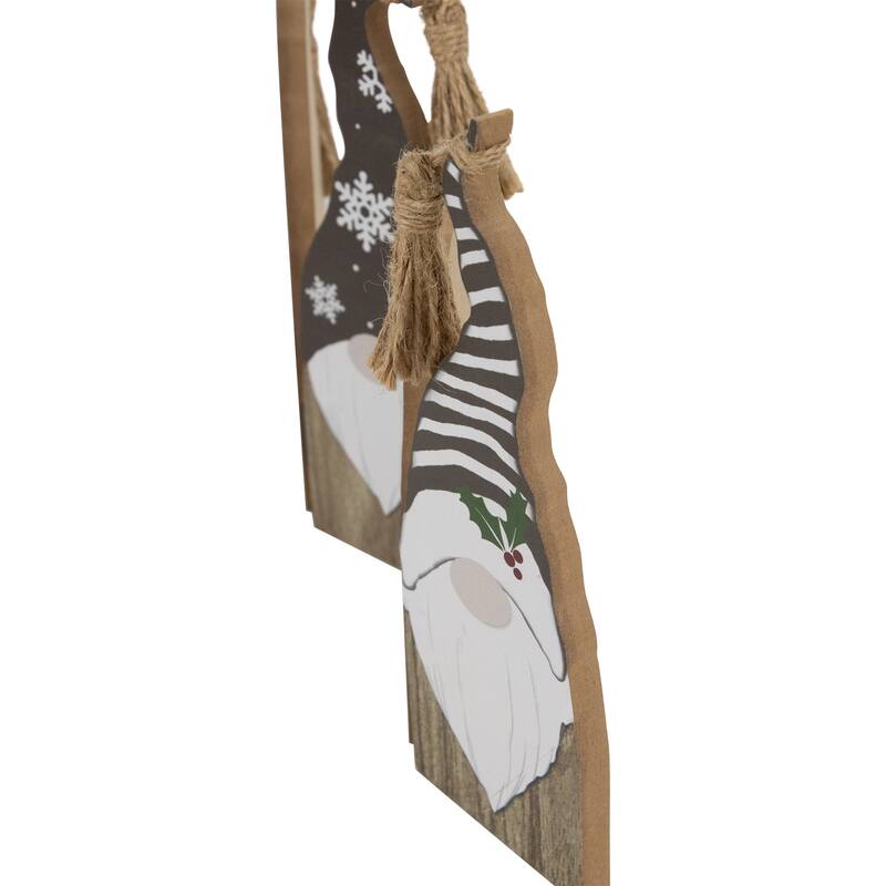 Wooden Gnomes Hinged Christmas Decoration - 10.75"