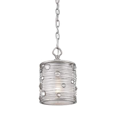 Golden Lighting 'Joia' Peruvian Silver Mini Pendant with Sterling Mist Shade