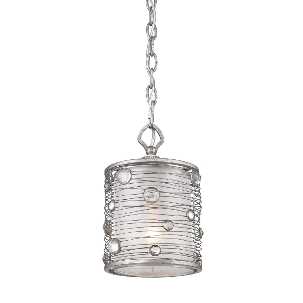 Golden Lighting 'Joia' Peruvian Silver Mini Pendant with Sterling Mist Shade