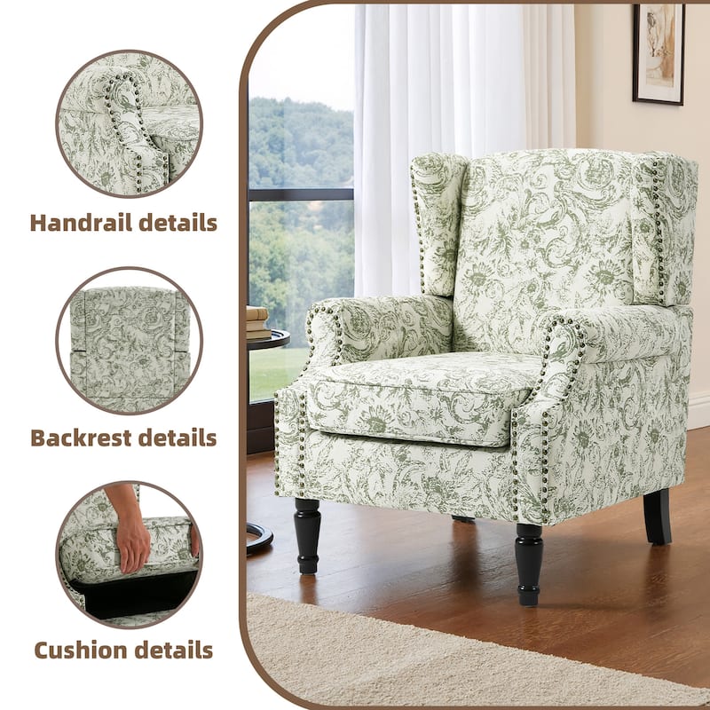 Set of 2 Patterned Upholstered Accent Chair for Living Room