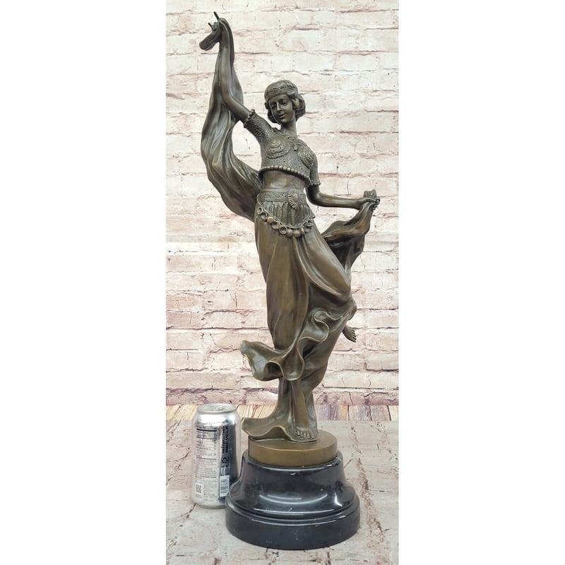 Art Deco Dancer Bronze Sculpture – Graceful Figurine On Marble Base By D. Gonon