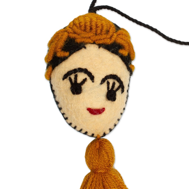 Novica Handmade Frida In Gold Wool And Cotton Ornament