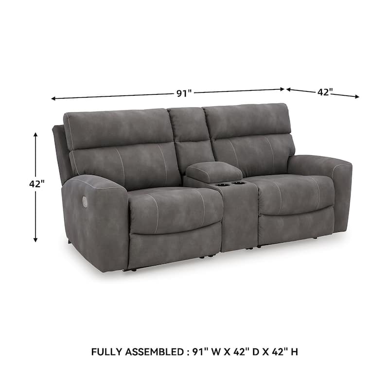 Signature Design by Ashley Next-Gen DuraPella 3-Piece Power Reclining Sectional Loveseat with Console - 91"W x 42"D x 42"H