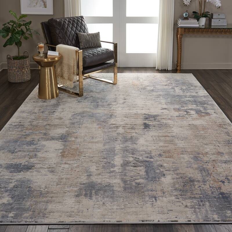 Rustic Textures Modern Transitional Abstract Area Rug - 7'10" x 10'6" - Beige - Runner/Rectangle