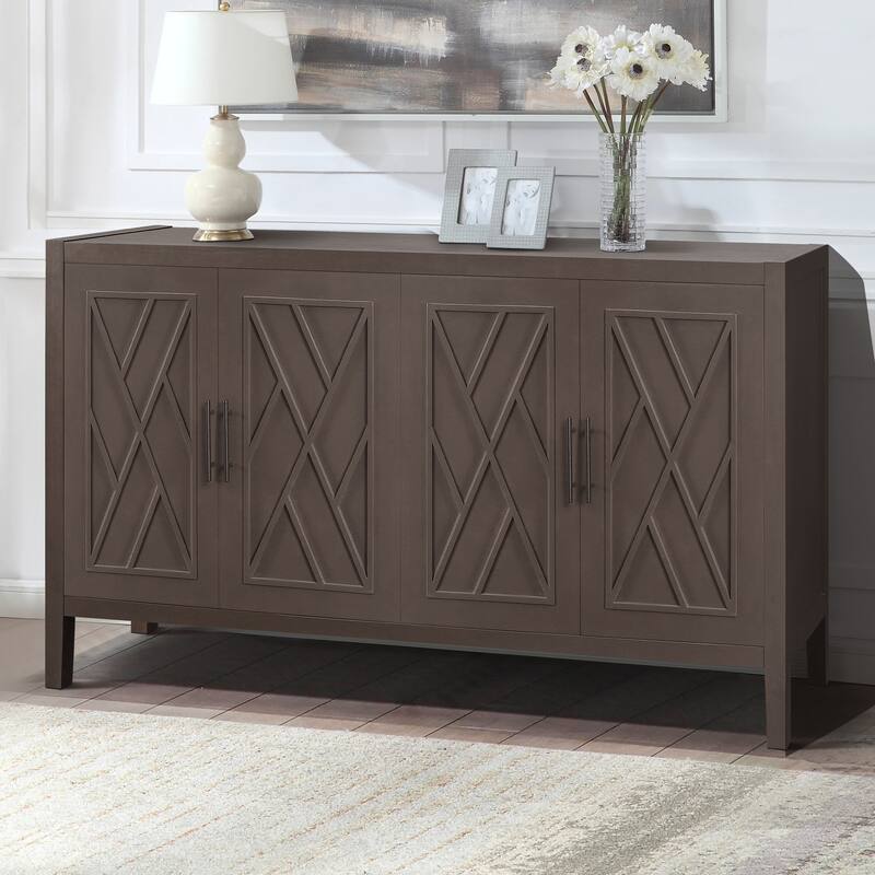 60" 4 Doors Wooden Twill Sideboard - Coffee