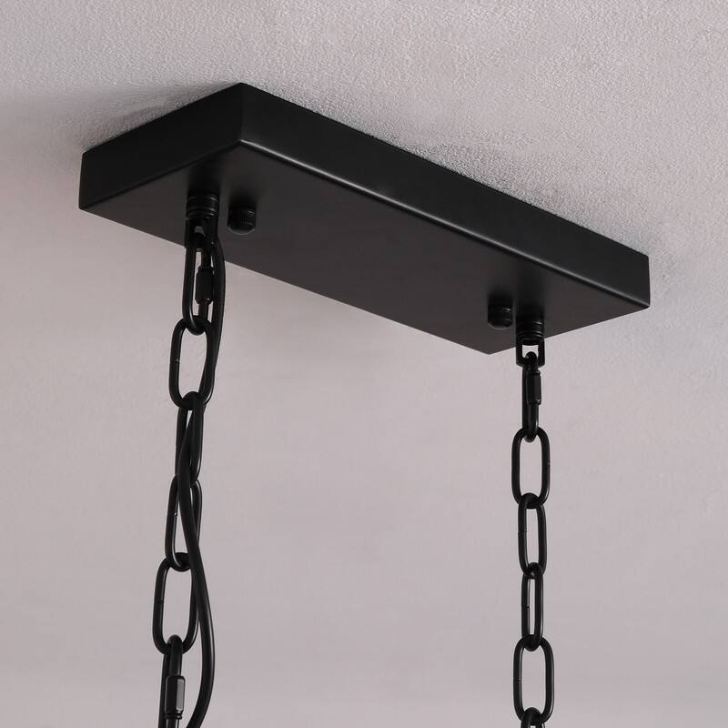 31.5 in. Modern Farmhouse Linear Black Chandelier 6Light Industrial