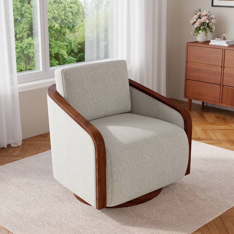 Chenille Modern 360°Swivel Barrel Chair Round Base