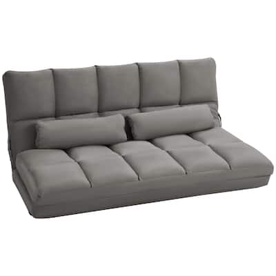 Dark Gray Modern 51.3" Folding Upholstered Loveseat Chaise Lounges Chair with 2 Pillows and Adjustable Backrest