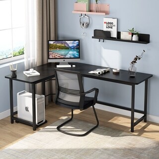 Tribesignsmodern L Shape Desk Corner Computer Desk With Large Working Space And Cpu Stand Study Table Workstation For Home Office Black Dailymail