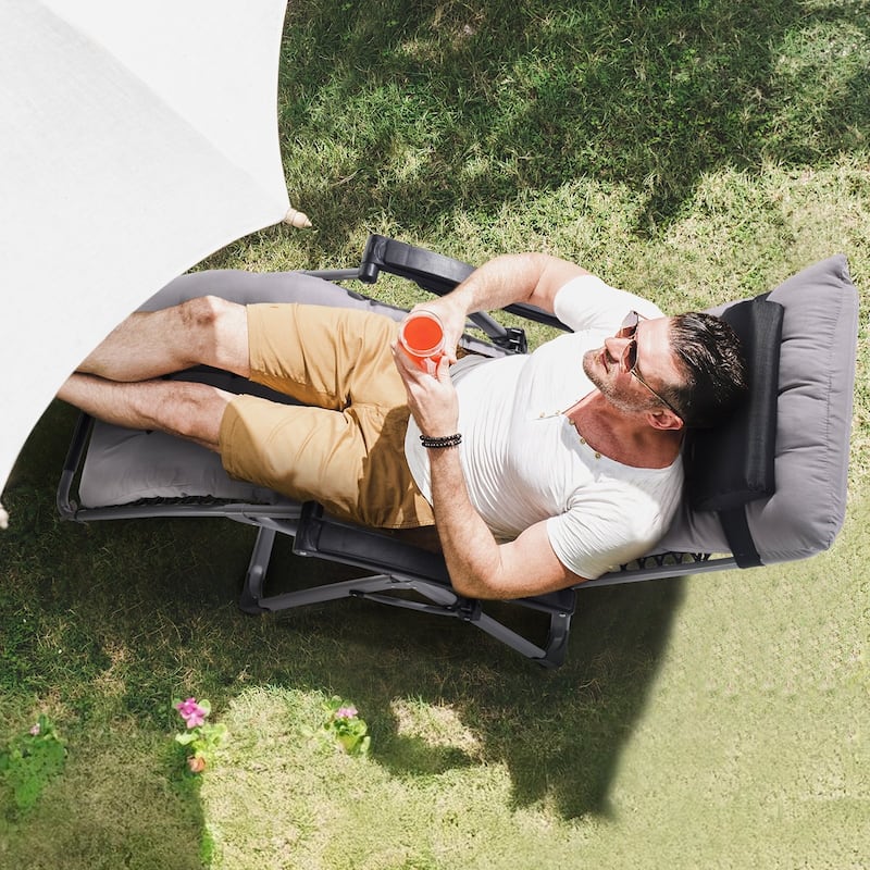 26 Inch Zero Gravity Recliner Lounge Chair with Triangle Frame and Removable Cushion Seat - 34.05 x 25.39 x 43.7 in