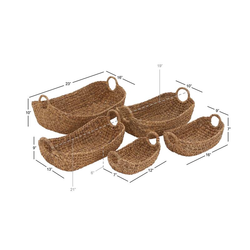 Seagrass Handmade Large Woven Decorative and Functional Storage Basket with Handles - Brown, White, Black
