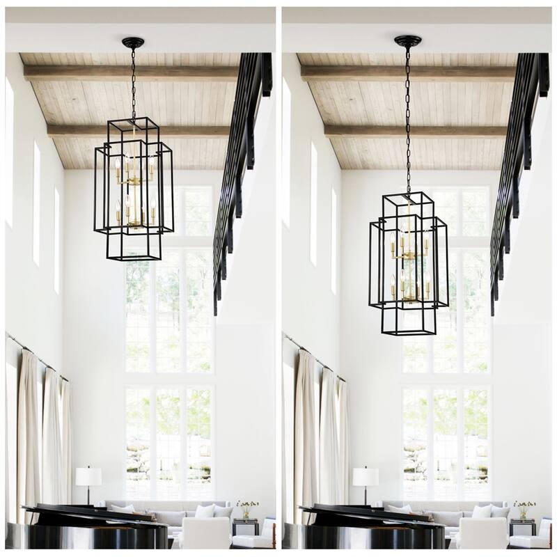 8-Light Metal Lantern Tiered Pendant Hanging Light Fixtures,No Bulbs