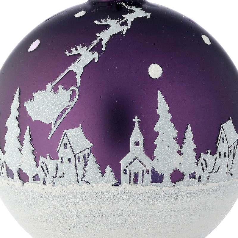 4" Glass Santa In Flight Ball Ornament Set of 2