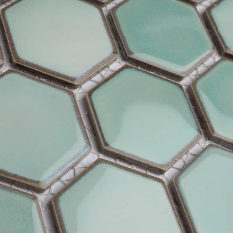 Merola Tile Hudson Due 2" Hex Mint Green 10-7/8" x 12-5/8" Porcelain Floor and Wall Tile