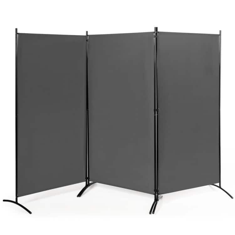6-Foot 3-Panel Room Divider with Sturdy Hinges and Steel Base - 102.5" x 20" x 72" - Grey