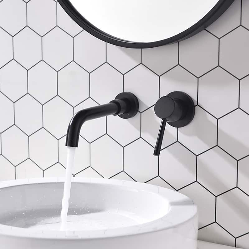 PROOX Single Handle Wall Mounted Bathroom Faucet With Drain Assembly