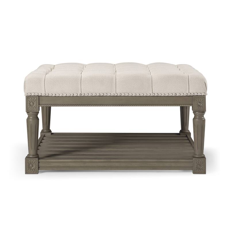 Maven Lane Mesa Square Upholstered Coffee Table - 19' x 33' x 33' - Aged Grey