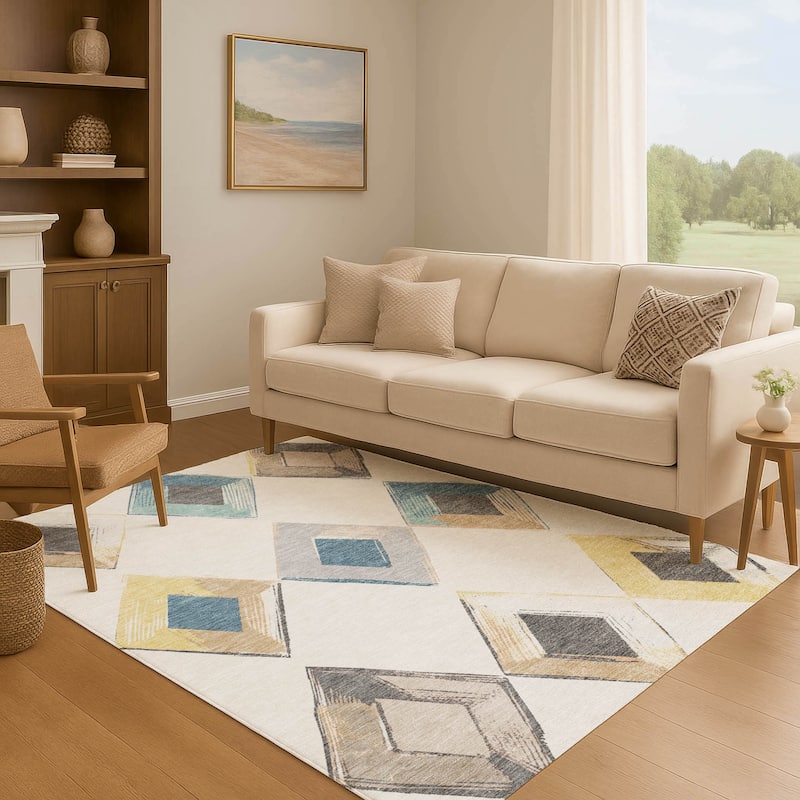 Premium Washable Super Soft Modern Diamond Mayfield Rug