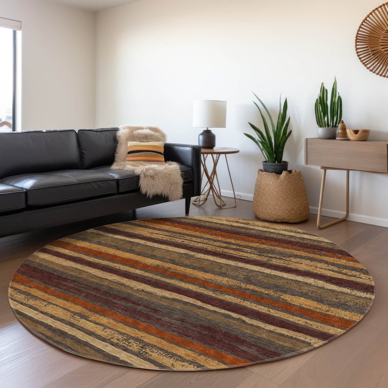 Machine Washable Indoor/ Outdoor Chantille Stripe Rug
