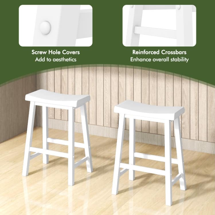 Set of 2 Classic 24 Inch Backless Counter Height Stools for Kitchens - 18" x 14" x 24" (L x W x H)
