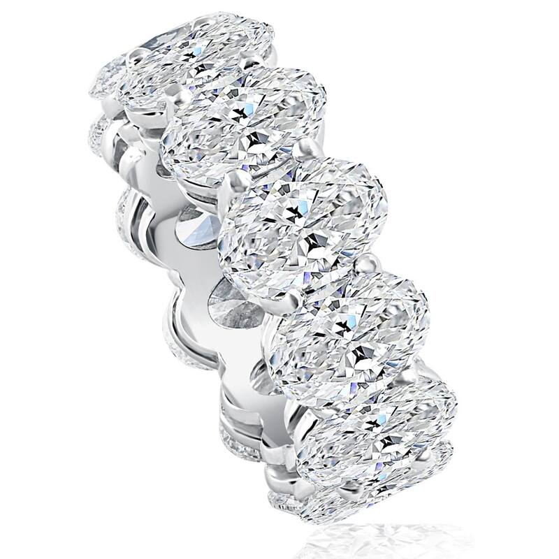 12 1/2Ct Oval Diamond Eternity Ring Gold Lab Grown