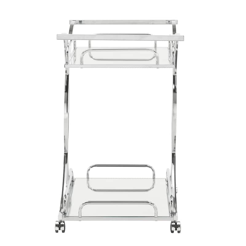 Rosewood Chrome Bar Cart with Curving Metal Frame by iNSPIRE Q Bold