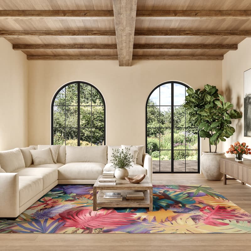 Nourison Color Splash Indoor/Outdoor Multicolored Nature Area Rug