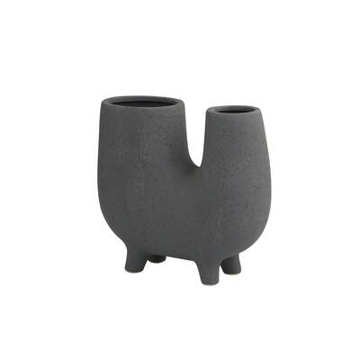 Ceramic Abstract U-Shaped Decorative Vase with Small Feet - Dark Gray - CosmoLiving by Cosmopolitan