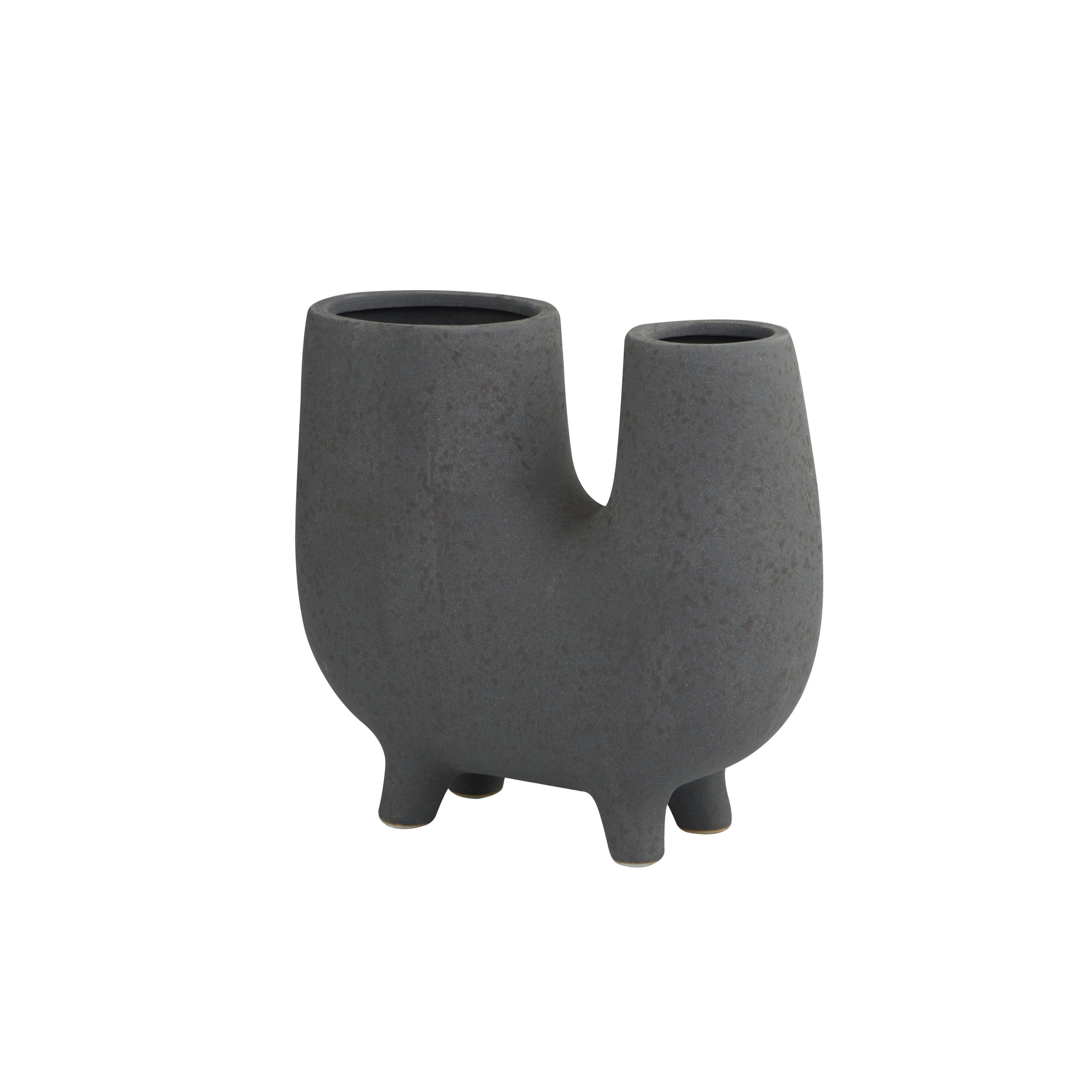Ceramic Abstract U-Shaped Decorative Vase with Small Feet - Dark Gray - CosmoLiving by Cosmopolitan