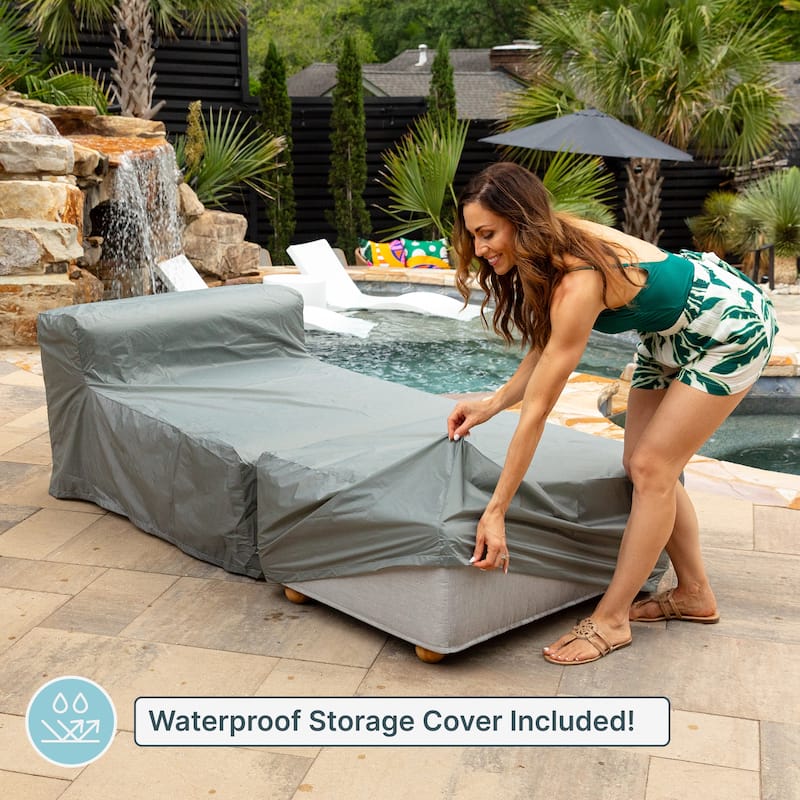Jaxx Vada Outdoor Sun Lounger - Luxury Modular Chaise & Ottoman with Sunbrella Fabric and Waterproof Cover